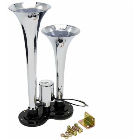 Dual Trompete Elektrische Hupe Chrom Air Horn Lautsprecher Kit Laut 150Db 12V/24V Universal Für Zug Lkw