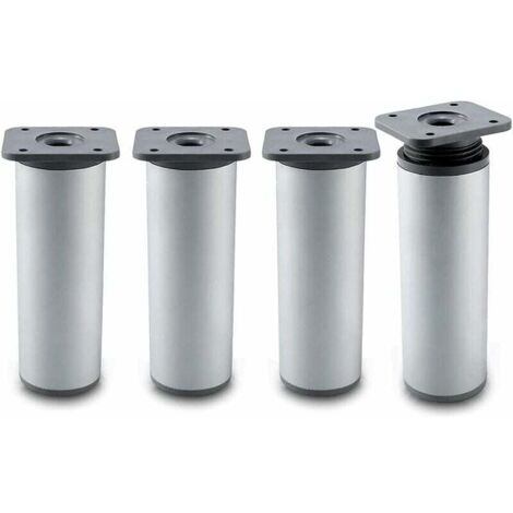 Möbelbeine Badezimmermöbelbeine 4er-Set Ausführung: Silber Höhe: 20cm (+2cm) verstellbar, 8-20cm optional Runde Form: ø4cm Material: Aluminium (1/3)
