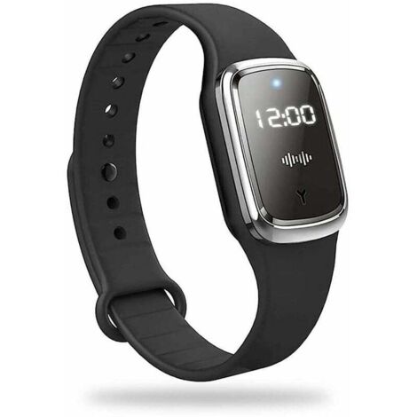Mückenschutz-Armband, über USB wiederaufladbare Ultraschall-wasserdichte Mückenschutz-Uhr für drinnen und draußen, Erwachsene und Kinder (schwarz)