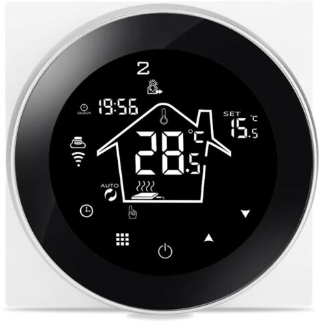 WiFi-verbundener Thermostat für programmierbare elektrische Fußbodenheizung 16 A, intelligenter Raumthermostat für Fußbodenheizung kompatibel, Smart Life APP Schwarz