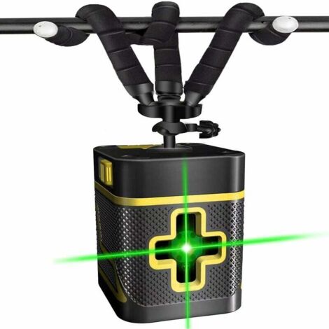 Selbstnivellierendes Laser-Kreuz für Baustellen im Innenbereich. Zum Aufhängen an der Decke und an der Wand. Flexibles Stativ. Drehbarer Ständer. Betrieb mit AA-Batterien (nicht im Lieferumfang enthal