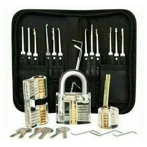 Professionelles Dietrich-Set, 26 Passwort-Signatur-Sets mit 3 transparenten Vorhängeschloss-Sets