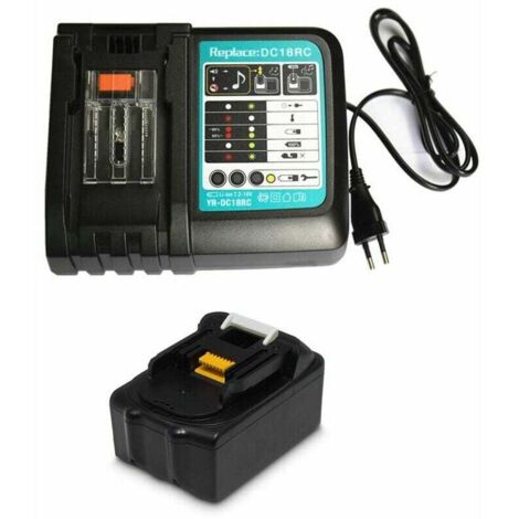 Ersatz 14,4V-18V 5,0Ah Akku Ladegerät für Makita Rasentrimmer DUR181Z Heckenschere Europäischer Stecker DC18RC 3A (mit USB) (1/3)