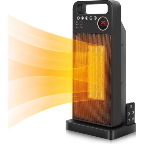 Heizlüfter, energiesparend, leise, 2000 W Keramik-Heizlüfter mit Fernbedienung für Badezimmer, elektrische Heizung mit 2–12 Stunden Timer für 30 m² Räume, 15–35 °C, 3-stufige Innenheizung mit Oszillat (1/5)