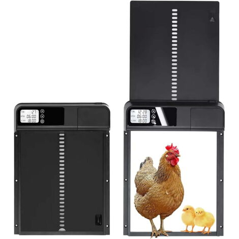 Automatische Deluxe-Hühnerstalltür für Haustiere, wetterfester Hühnerstalltüröffner aus Aluminium mit Timer, raubtiersichere, selbstverriegelnde Hühnertüren für Haus und Bauernhof (1/5)