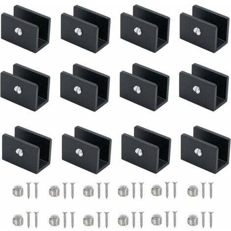 Spezialklemme, 12-teilige Glasklemme, Regalhalterungen aus Aluminium, verstellbare Glastrennwandhalterung, für 6–8 mm dicke Glasregale, für Badezimmer, Balkon (mit Schrauben) (1/5)