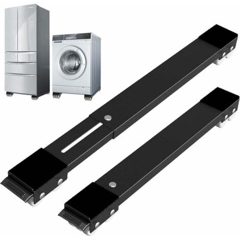 Waschmaschinenuntergestell mit Bremse, verstellbares fahrbares Untergestell für Waschmaschine, Trockner, Kühlschrank, Tragkraft 300 kg, schwarz (1/5)