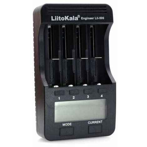 LiitoKala Lii-500 Smart 4-Slot Smart Akkuladegerät Kit für Li-Ionen 3,7 V und Ni-MH 1,2 V wiederaufladbare Akkus, LCD-Bildschirm, Modell: Typ 1
