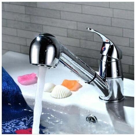 Küchenmischer mit herausziehbarer Brause. 360° drehbarer Küchenhahn. Heißes und kaltes Wasser. Keramikwendel (Einzelbrause, kein Wasserhahn). Küchenmischer