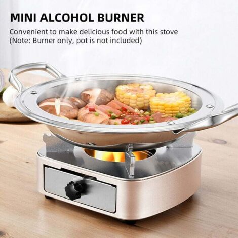 Mini-Spiritusbrenner aus Edelstahl mit einstellbarer Feuerkraft, winddicht, Schubladenstil für Grill, Hotpot, Kochen im Freien (Roségold)