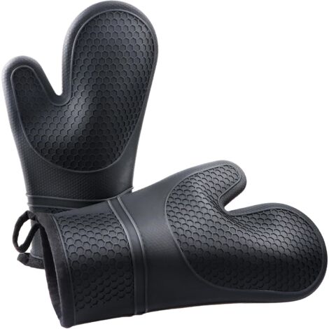 2er-Pack Ofenhandschuhe, hitzebeständig bis 300 °C, Ofenhandschuhe mit Silikonbeschichtung, perfekt zum Kochen, Grillen, Backen, Grillen (1/5)
