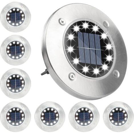 Outdoor Solar Licht Lampe 12LED Garten Boden Licht Kalte Weiße Beleuchtung Outdoor Solar Lampen Edelstahl Wasserdicht Für Rasen Hof 8 stücke (1/5)