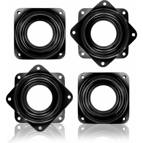 4 Stück Quadratische Drehteller Drehbare Lagerplatte, 360° Drehbarer Ständer für Computermonitorständer/TV-Ständer - Schwarz, 71 x 71 mm (1/5)