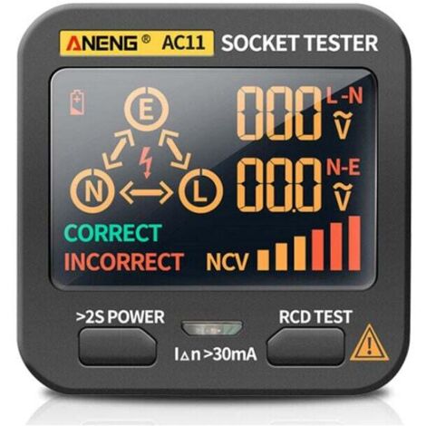 Steckdosentester Elektrischer Stromkreistester mit LCD-Anzeige Digitalanzeige Steckdosentester für die Überprüfung der Verkabelung zu Hause und im Beruf,ladacèe (1/5)
