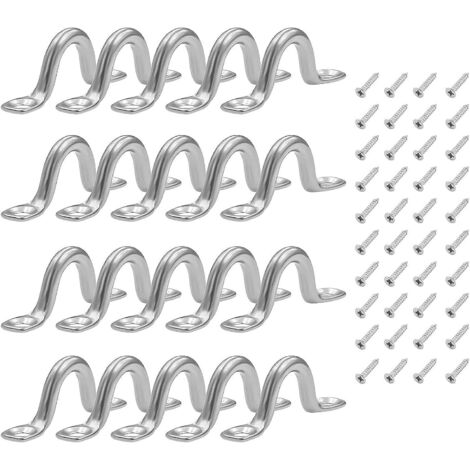 20 Stück Edelstahl-Deckschnallen, Edelstahl-Deckschnallen, Kajak-Deckschnallen, Edelstahl-Augenpolster, Buckelschnallenplatten, für Boot, Kajak, Kanu (1/5)
