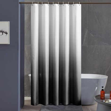 Wasserdichter und waschbarer Duschvorhang aus Polyester für Badezimmer mit 10 Haken, Weiß bis Schwarz, 120 x 200 cm