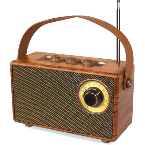 Tragbarer Retro-Bluetooth-Lautsprecher mit Vintage-FM-Radio, kabelloser Vintage-Lautsprecher mit Küchenradio aus Holz, wiederaufladbarer Bluetooth-Lautsprecher altmodischer Eleganz, mit AUX/USB/TF-Kar (1/5)