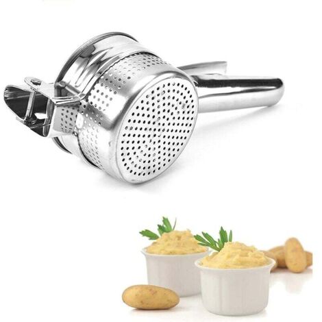 Multifunktionaler Kartoffelstampfer aus Edelstahl für Kartoffelpüree, Obst, Gemüse, Knoblauch- und Apfelpressen, spülmaschinenfest, 26,7 x 10,2 x 7 cm, 001 (1/5)