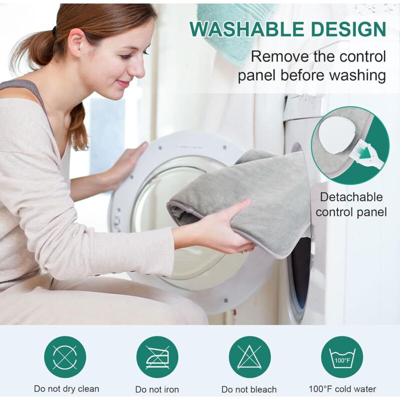 Cuscino Elettrico Riscaldante Per Schiena, Collo E Spalle - Termoforo Con 6 Temperature E Spegnimento Automatico, Lavabile, 25x35 Pollici