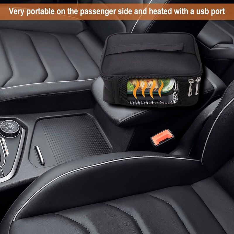 Forno Portatile USB Scaldavivande – Borsa Termica In Tessuto Oxford Con Interno In Alluminio, Per Auto, Camion, Campeggio E Ufficio, Dimensioni 20x15,5x8 Cm - 2