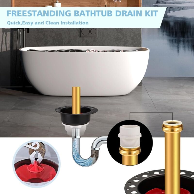 Scarico Per Vasca Da Bagno Kit Di Scarico Flessibile Per Vasca Da Bagno E Doccia, Kit Di Scarico Piatto A Basso Profilo Piatto 1 1/2 P, Tubo Di Scarico Piatto A P A