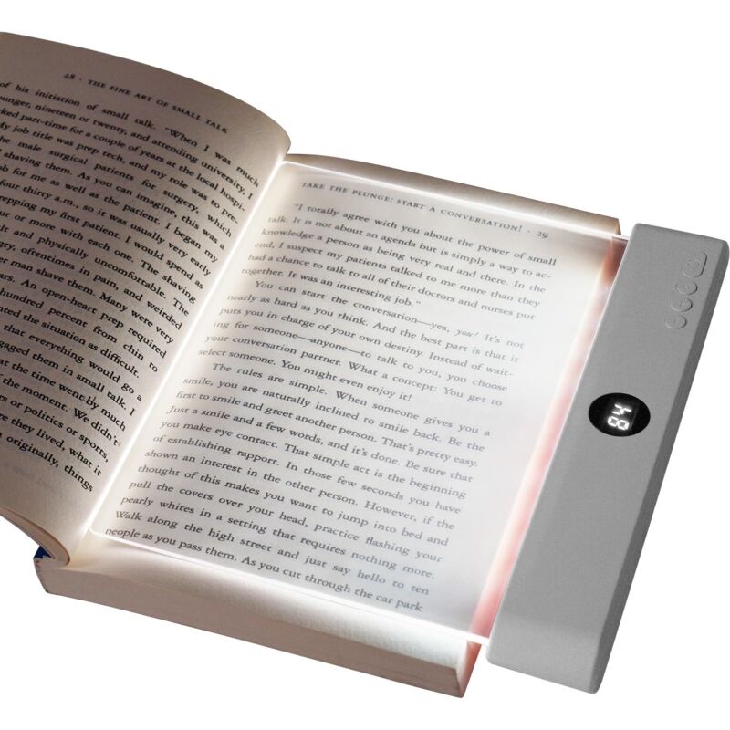 Lampada Da Lettura LED A Libro, Pannello Piatto Trasparente, A Batteria, Protezione Occhi, Per Lettura Notturna E Viaggi
