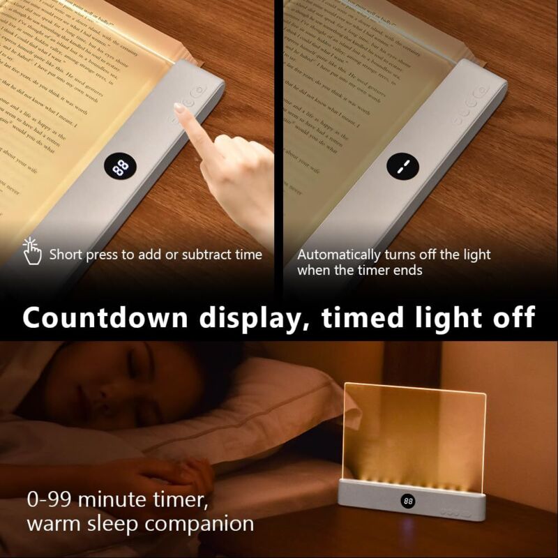 Luce Per Leggere A Letto Con Clip - 8 LED, 3 Modalità Di Colore, Dimmerabile, Ricaricabile Via USB - Confezione Da 2 - 6