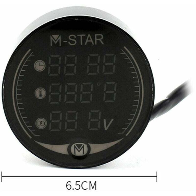 Orologio Multifunzione 3-in-1 Per Moto Con Voltmetro E Termometro - Display LED IP67 - 5