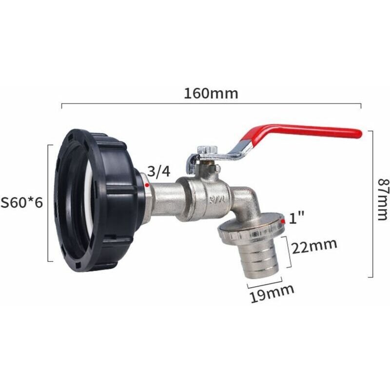Kit Rubinetto Per Acqua Piovana In Ottone Con Adattatori 3/4'' E Nastro Sigillante, Per Serbatoi IBC E Giardino - 4
