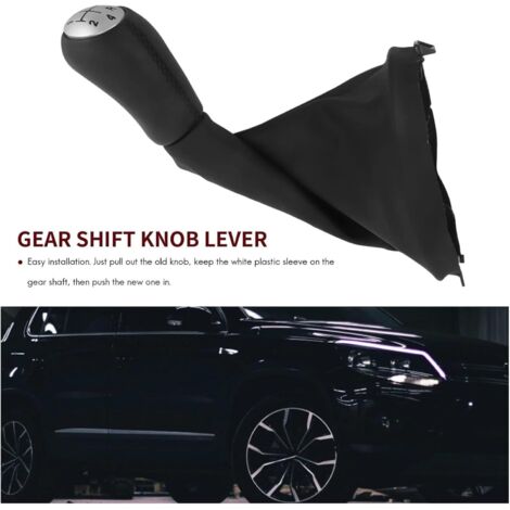Keenso Kit Pomello Cambio Manuale 5 Marce In Pelle Nera Per Auto - Copri Leva E Cuffia Antipolvere Per 2003-2010 II 2 MK2