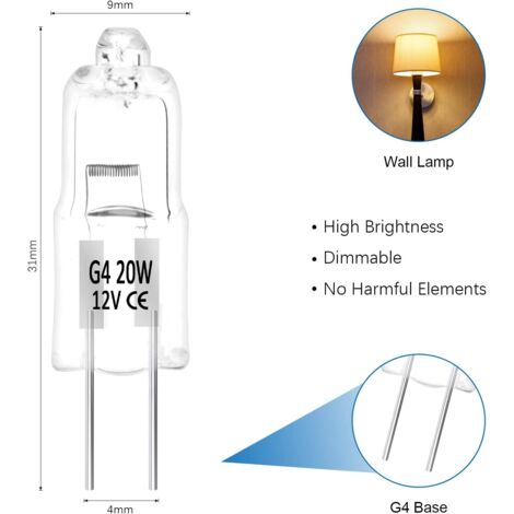 Lampadine alogene G4, lampadina G4 bianco caldo 12V 20W, lampada ...