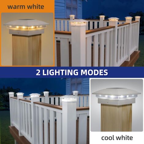 4 Luci Solari Per Pali Da Esterno, Luci Per Pali Per Recinzione Ad Energia Solare Per Patio Terrazza Tappi Per Pali 89507970
