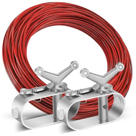 Kit per fune metallica, 20 m in acciaio inox, tendicavo con 2