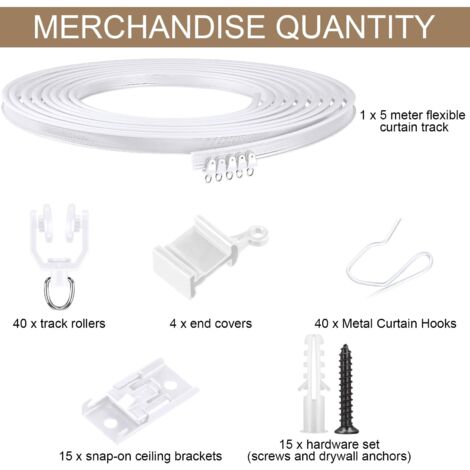 Binario per tenda da soffitto, per tende, tende e divisori, set di