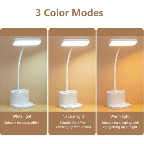 Lepro Lampada da Tavolo LED 15W, Lampada da Scrivania USB Ricaricabile, 3 Colori e 5 Livelli di