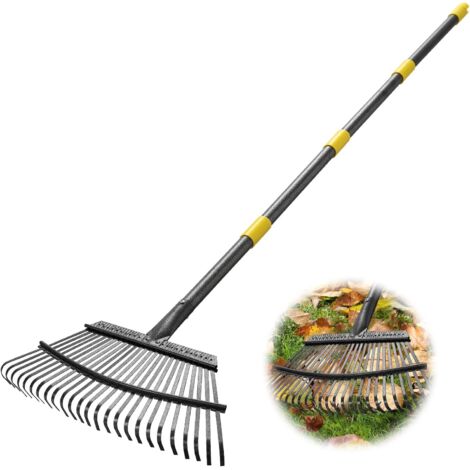 Rastrello Da Giardino Regolabile Con Manico Telescopico, Testa Larga 43 Cm E 17 Denti In Metallo Per Foglie E Fieno - 6