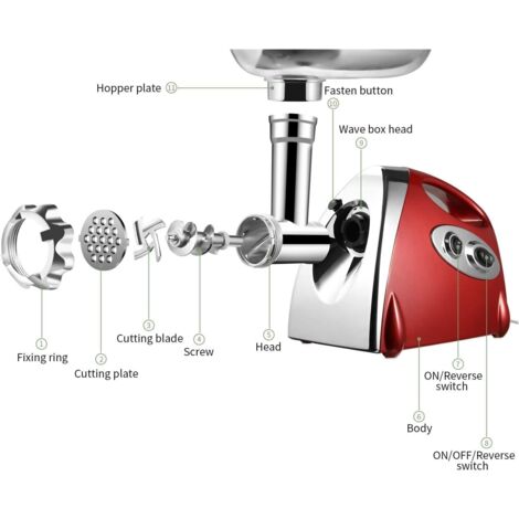 Tritacarne Domestico Tritacarne Elettrico Professionale 2800W – Macina Carne E Insaccatrice, In Acciaio Inox Fresatrice Per Muro