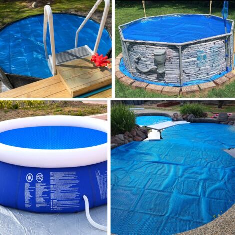 DAZZLEEX Coperture solari pieghevoli per piscine fuori per terra e interrate, copertura rotonda per piscina con chiusura a coulisse, nero-4 m