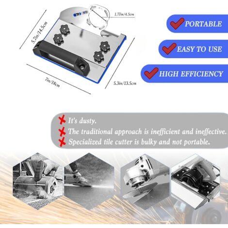 Tagliapiastrelle A 45° Per Smerigliatrice Da 115/125 Mm – Piastra Microregolabile, Rivestimento Antiruggine Nero