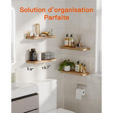 Set Di 4 Mensole Da Parete In Legno – Marrone Vintage, Scaffali Galleggianti Con Supporti In Metallo, Portata 10 Kg, Per Cucina, Soggiorno E Camera