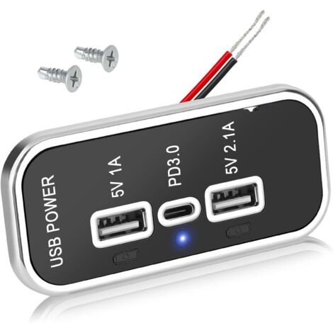 Caricabatterie USB Auto 56W Con Voltmetro – 2 Porte QC3.0 18W E USB-C PD3.0 20W, Interruttore ON/OFF, Corpo In Alluminio, Per Auto, Moto, Camper (12V-24V)