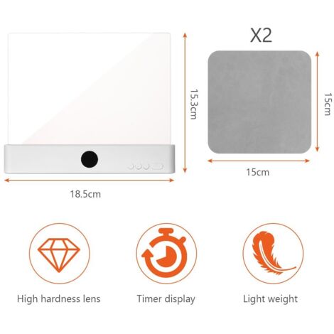 Lampada Da Lettura A LED Portatile Con Clip E Pannello Piatto – 3 Luci, Display Timer, Ricaricabile USB – Bianco, Autonomia Fino A 35 Ore