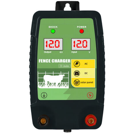 Warmfay Elektrische Afrastering – 12V, 2J, 10 Km Bereik, IP44 Waterdicht – Met LED Display – Voor Boerderij, Weide, Tuin En Huisdieren