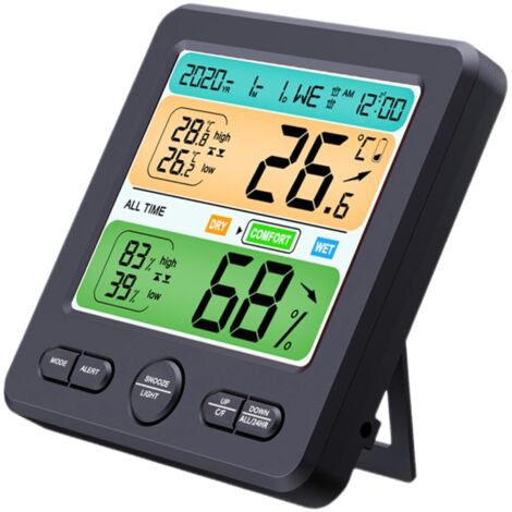 Stazione Meteorologica Wireless, Termometro E Igrometro Con Sensore Orologio Meteorologico Con Proiezione Termometro Internoesterno Con Radiocomando Rcc Doppia Sveglia 87359014