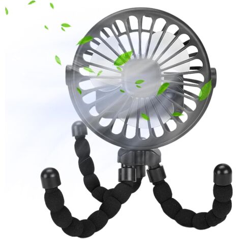 KIDEE Ventilatore Portatile A Clip Per Passeggino - Display LED, Rotazione 360°, Treppiede, Batteria 2000 MAh, Ricaricabile USB - 3