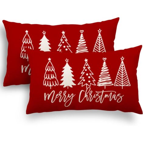 Federa per cuscino natalizia 30x50 Set di 2 federe per cuscino 30x50 Babbo Natale Alce Federa decorativa in cotone e lino per decorazione natalizia 30 x 50 cm (1/4)