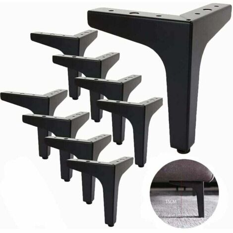 Set di 8 gambe per divani in metallo da 15 cm, gambe per tavolini in metallo, capacità di carico fino a 600 kg, gambe per mobili nere, gambe per tavoli in ferro battuto, gambe per TV, gambe per mobili (1/5)