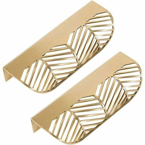Maniglie per mobili in oro, 4 pezzi Maniglie per mobili a forma di foglia Maniglie per mobili in ottone dorato Cuscinetto per tiraggio del cassetto in rame per porte da cucina