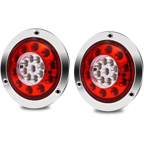 Fanale posteriore per camion, rotondo 19 LED rimorchio freno stop frecce fanali posteriori 2 pezzi impermeabile bicolore luce posteriore indicatore lampada 12 V 24 V per camion trattore jeep camion (1/5)