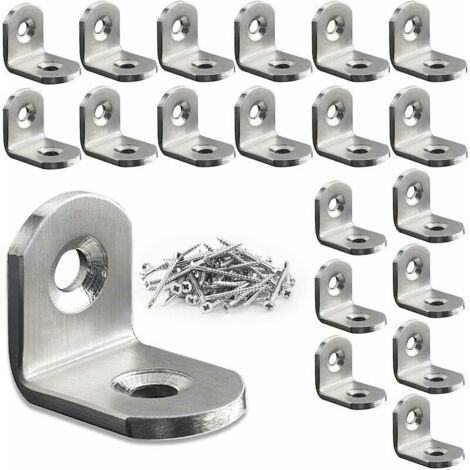 20 pezzi di rinforzo angolare, rinforzo angolare in acciaio inossidabile da 20 mm x 20 mm con viti, rinforzo angolare in metallo per tavoli in legno, sedie, mobili (20, 20 20) (1/5)
